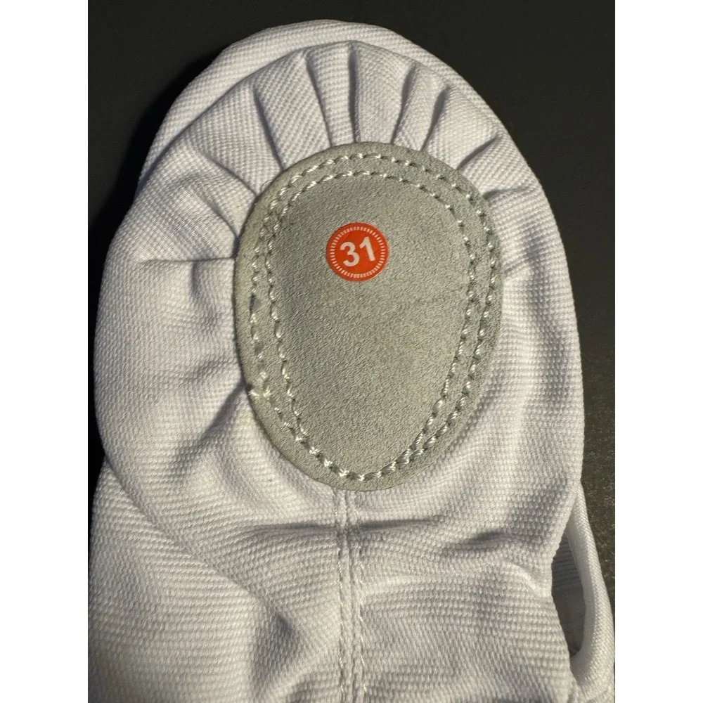 Girls White Ballet Slippers Canvas Dance Shoes Child 13M New Minor Stains